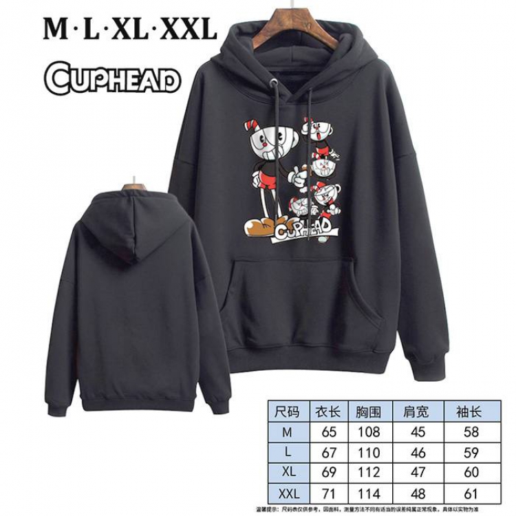 Cuphead-9 Black Printed hooded and velvet padded sweater M L XL XXL