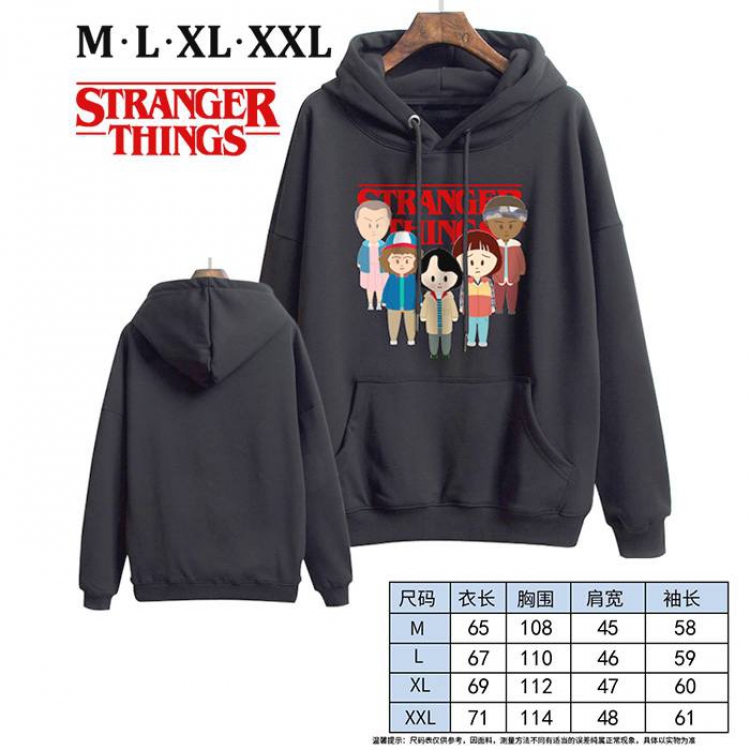 Stranger Things-13 Black Printed hooded and velvet padded sweater M L XL XXL