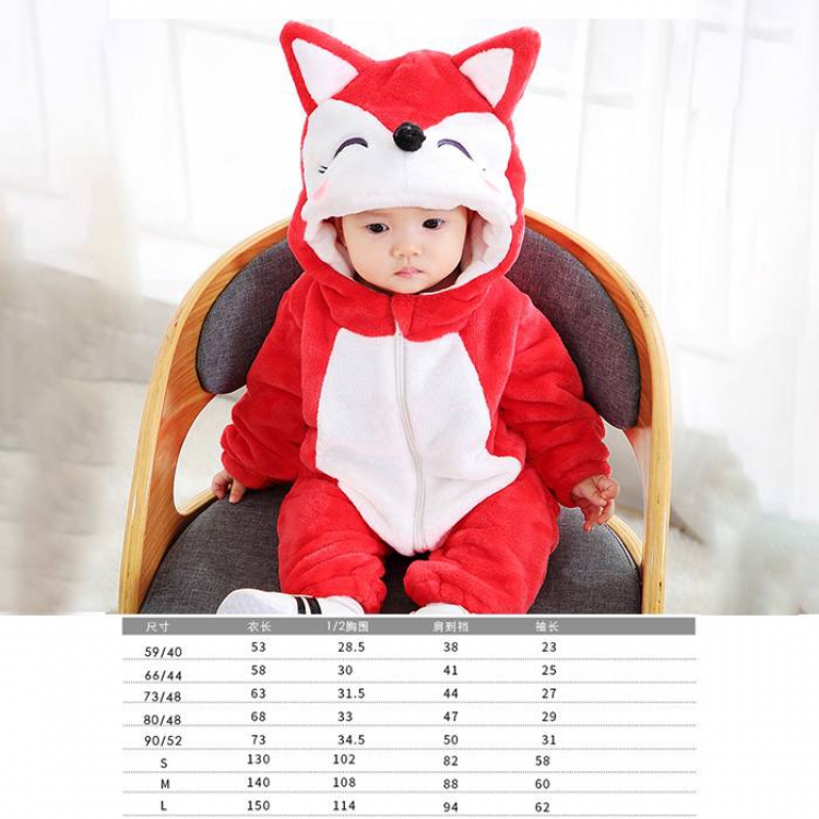 Cartoon Vulpes vulpes Children's Flannel zipper one-piece pajamas Book three days in advance price for 2 pcs