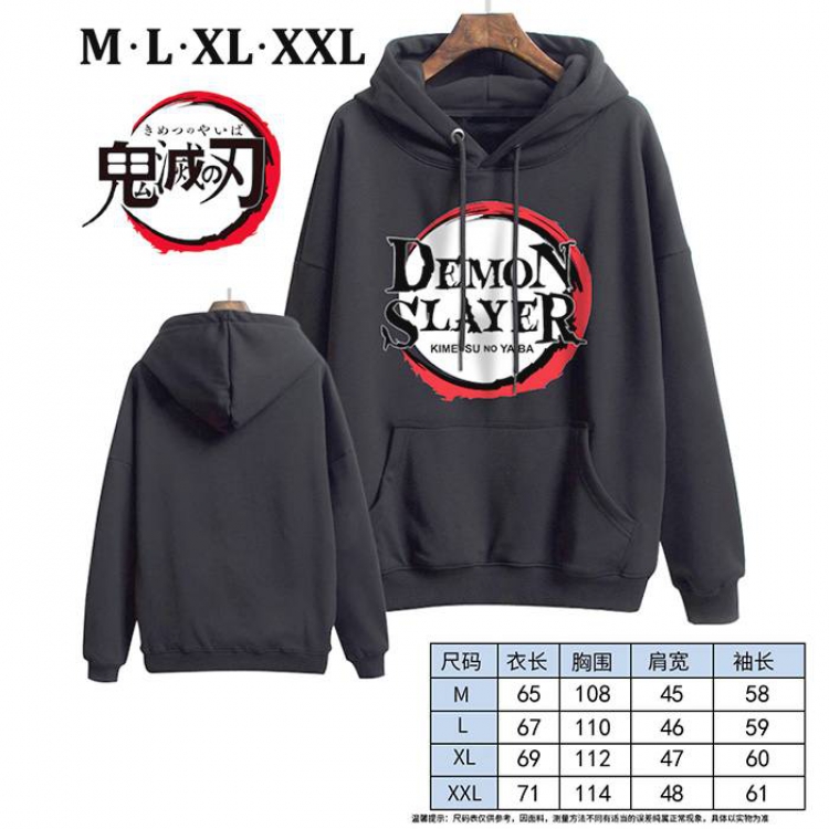 Demon Slayer Kimets-13 Black Printed hooded and velvet padded sweater M L XL XXL