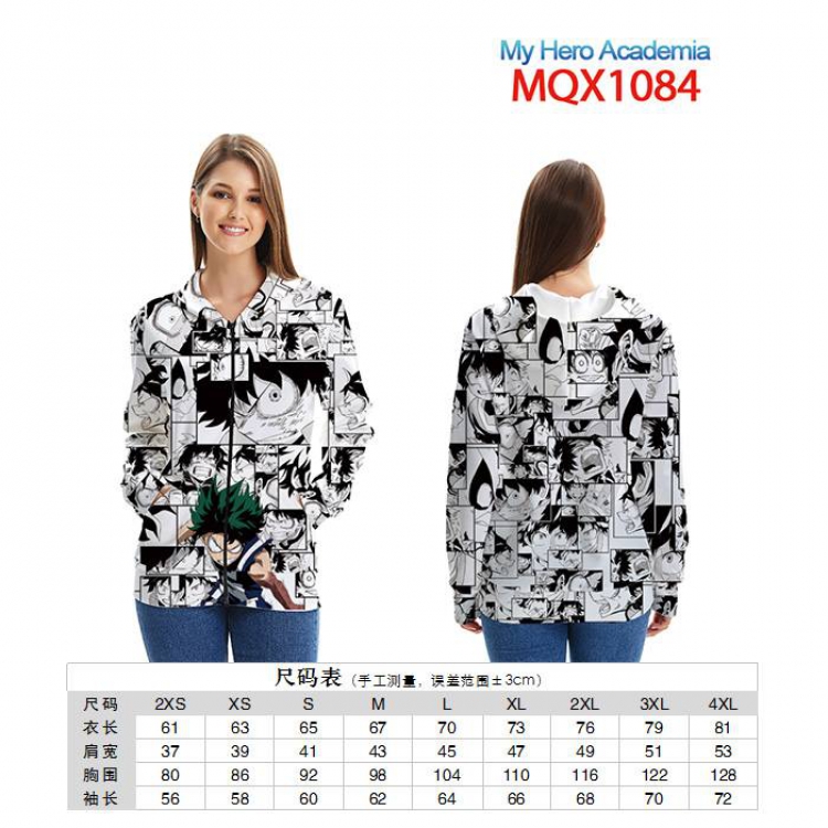 My Hero Academia Full color zipper hooded Patch pocket Coat Hoodie 9 sizes from XXS to 4XL MQX 1084