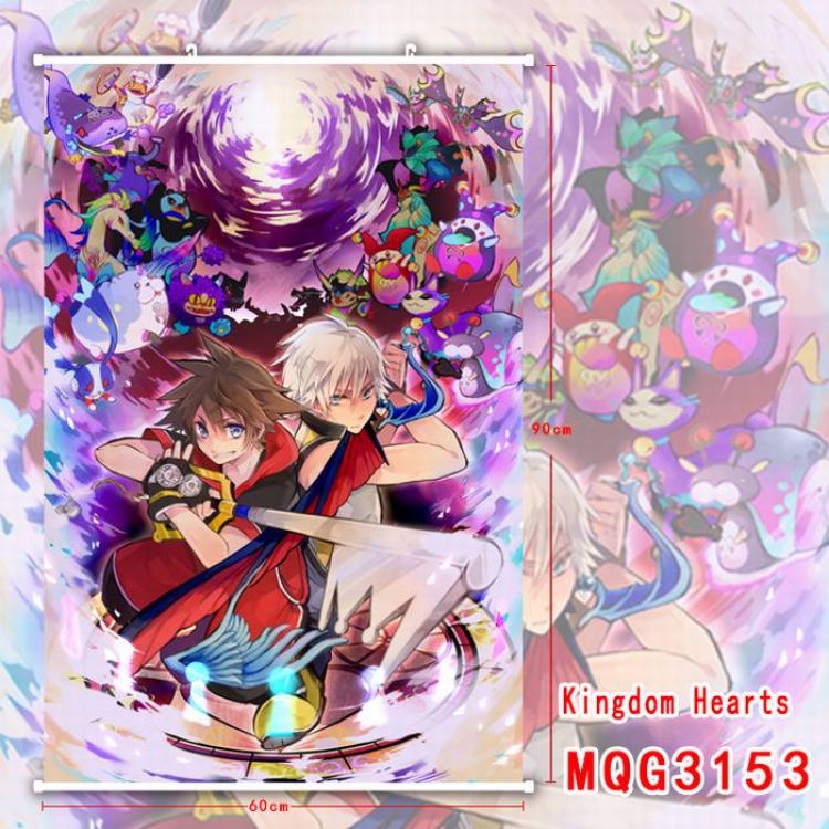 Kingdom Hearts White Plastic rod Cloth painting Wall Scroll 60X90CM MQG3153