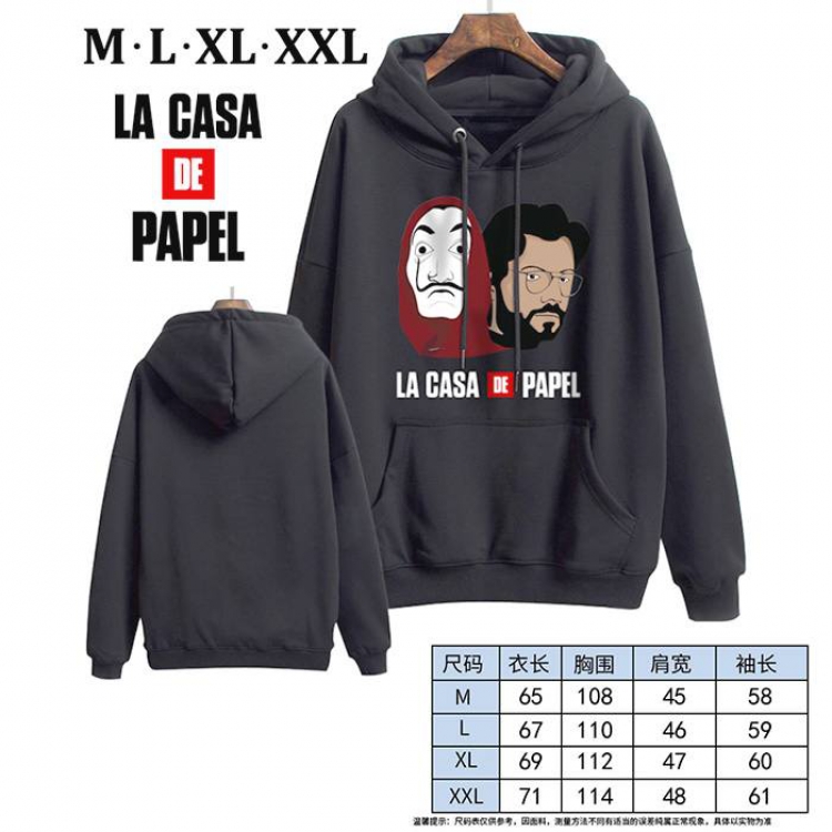 House of Paper -10 Black Printed hooded and velvet padded sweater M L XL XXL