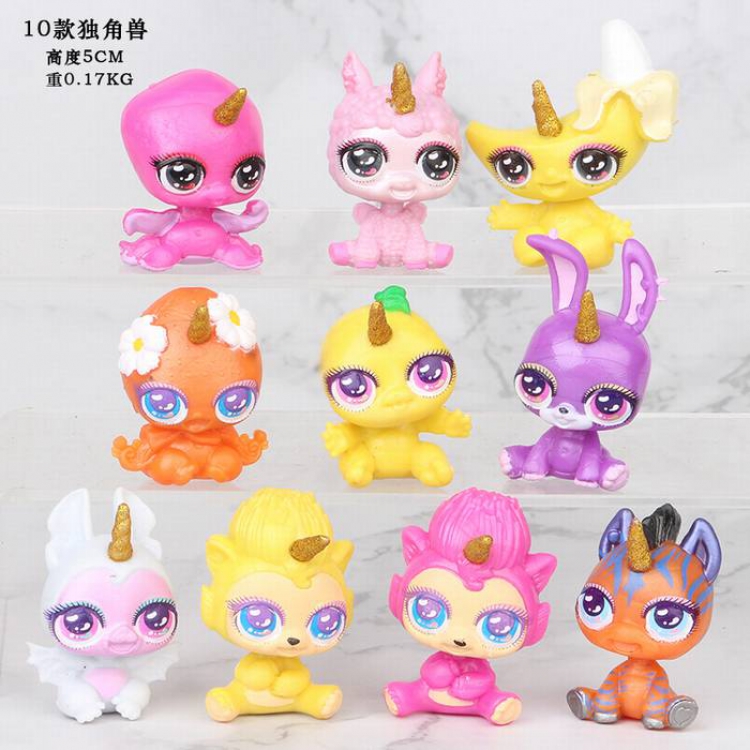 Unicorn a set of ten Bagged Figure Decoration Model 5CM 0.17KG