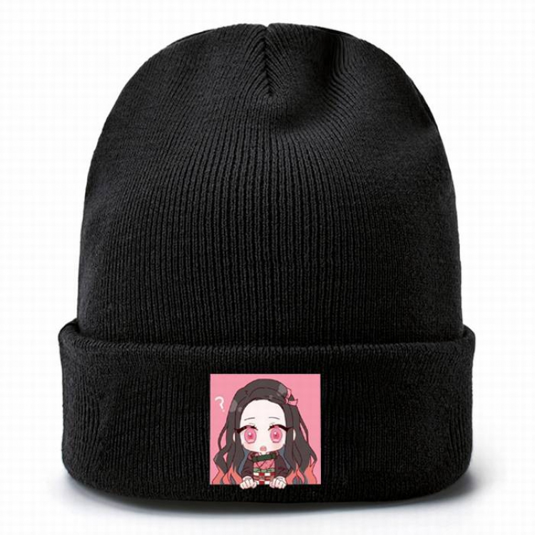 Demon Slayer Kimets-12 Black Thicken Knitting Hat Head circumference (bouncy）