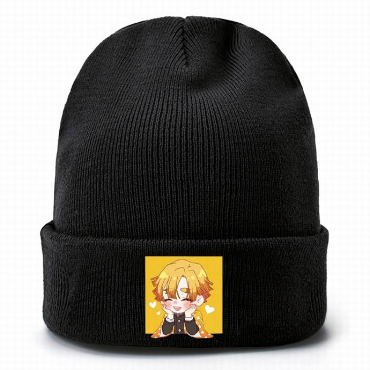 Demon Slayer Kimets-13 Black Thicken Knitting Hat Head circumference (bouncy）