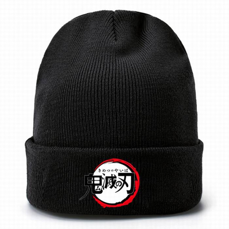 Demon Slayer Kimets-3 Black Thicken Knitting Hat Head circumference (bouncy）