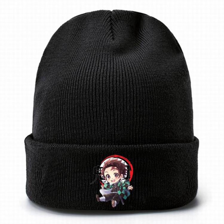 Demon Slayer Kimets-6 Black Thicken Knitting Hat Head circumference (bouncy）