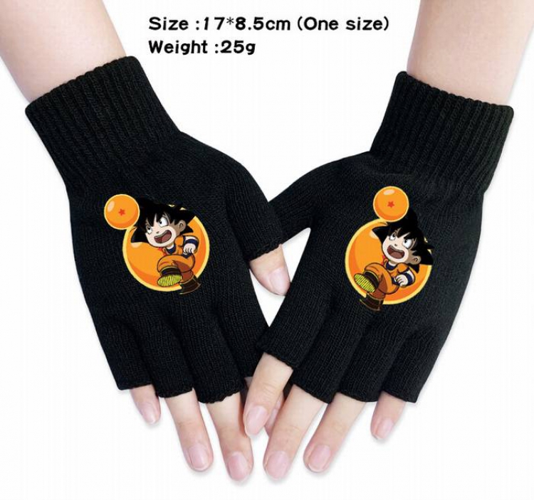 Dragon Ball-15A Black Anime knitted half finger gloves