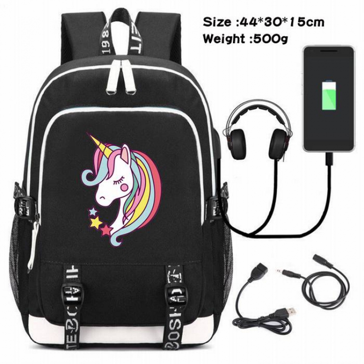 Unicorn-082 Anime USB Charging Backpack Data Cable Backpack