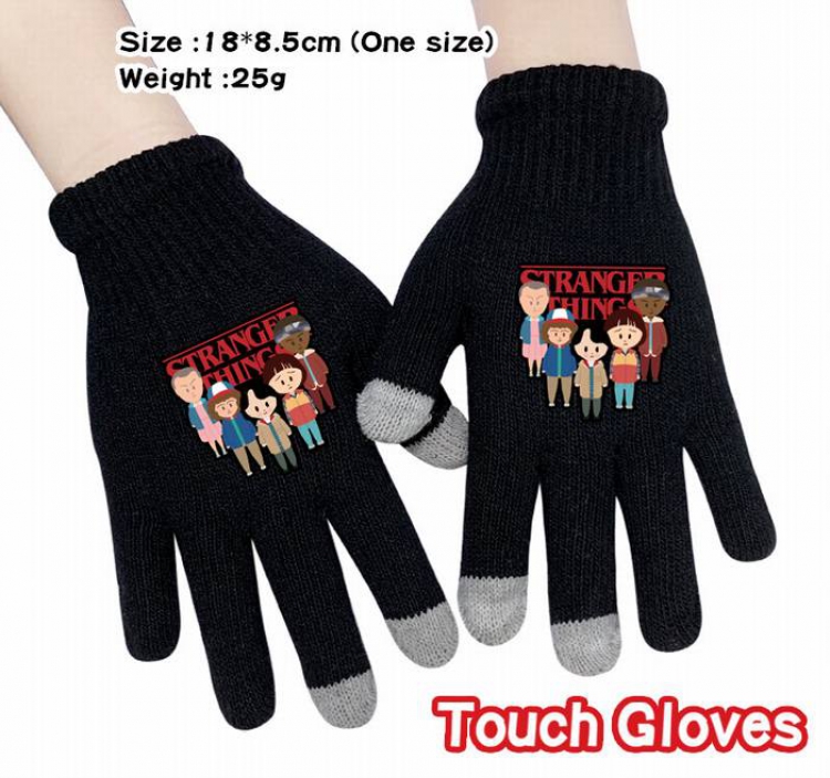 Stranger Things-1A Black Anime knit full finger touch screen gloves