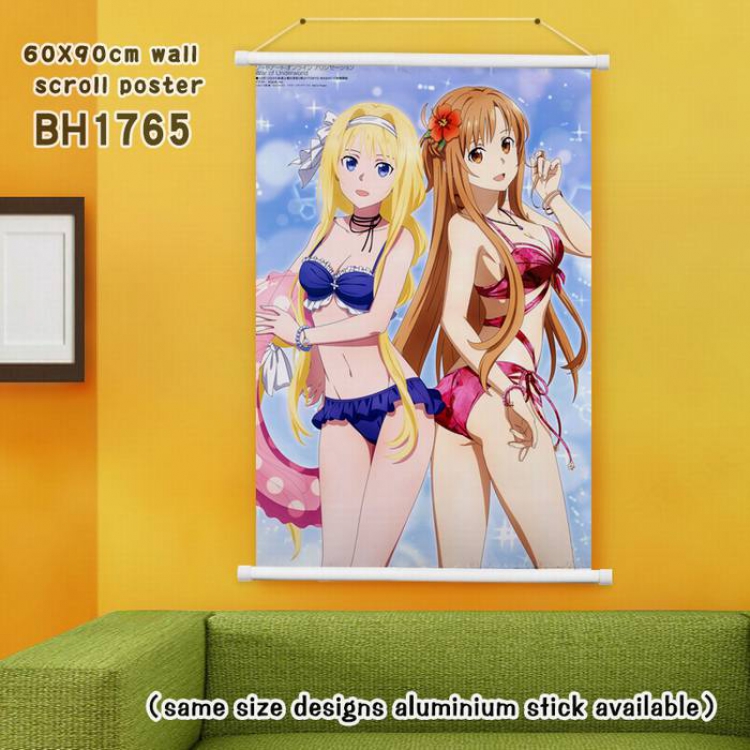 Sword Art Online White Plastic rod Cloth painting Wall Scroll 60X90CM BH1765