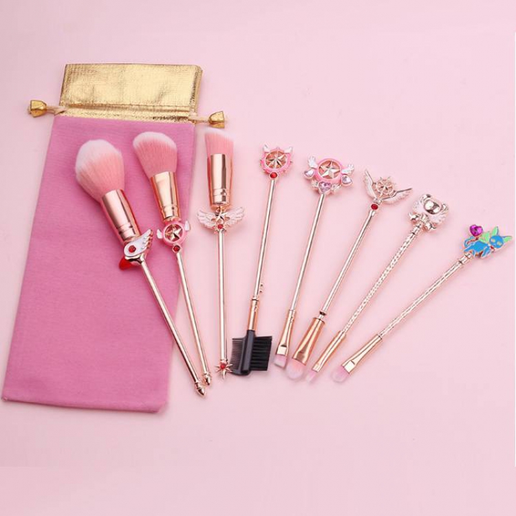 Card Captor Sakura Rose gold makeup brush a set of eight Cloth bag 15.5-19.5CM  price for 2 set