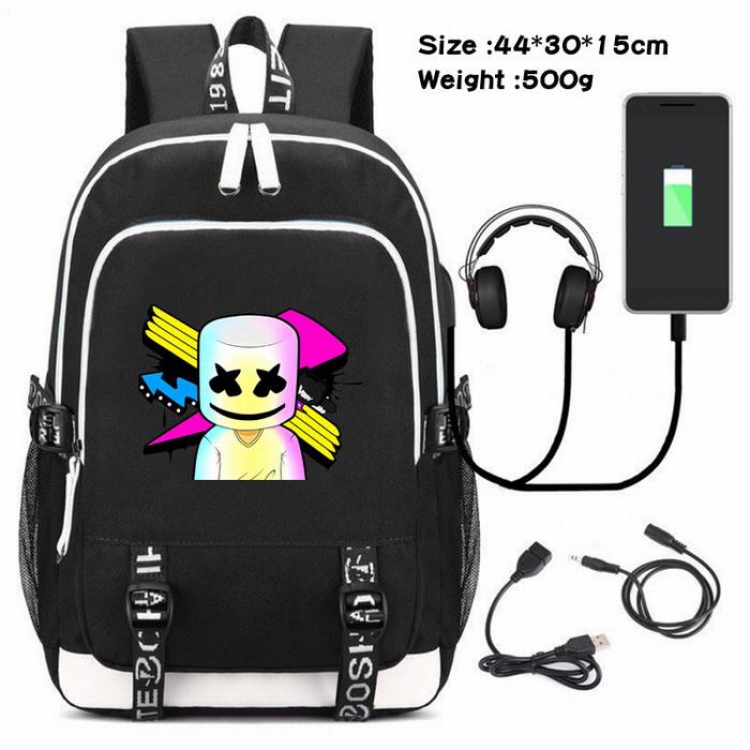 Marshmello-178 Anime USB Charging Backpack Data Cable Backpack