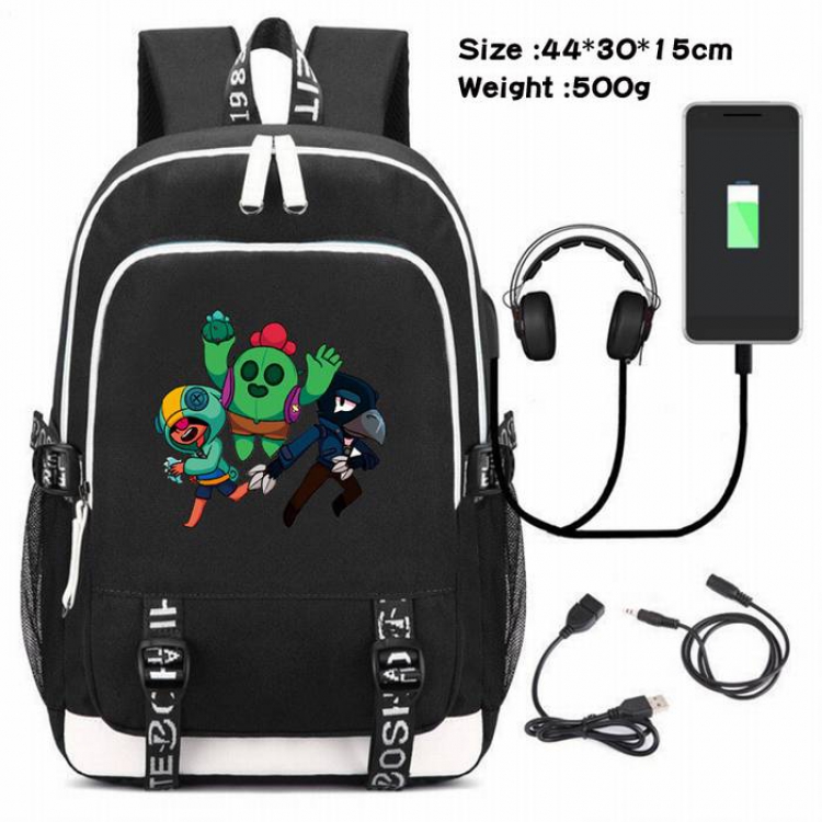 Brawl Stars-164 Anime USB Charging Backpack Data Cable Backpack