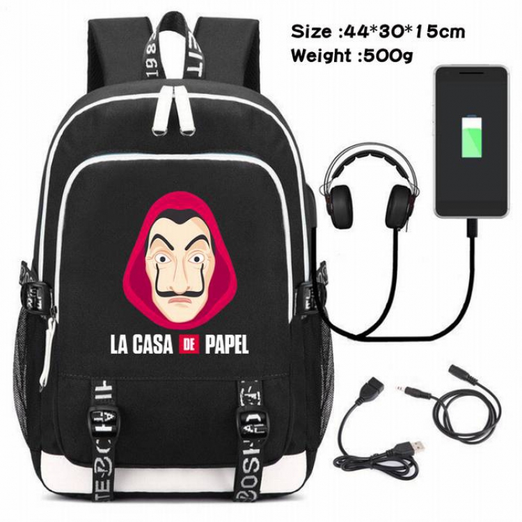 La casa de papel-236 Anime USB Charging Backpack Data Cable Backpack