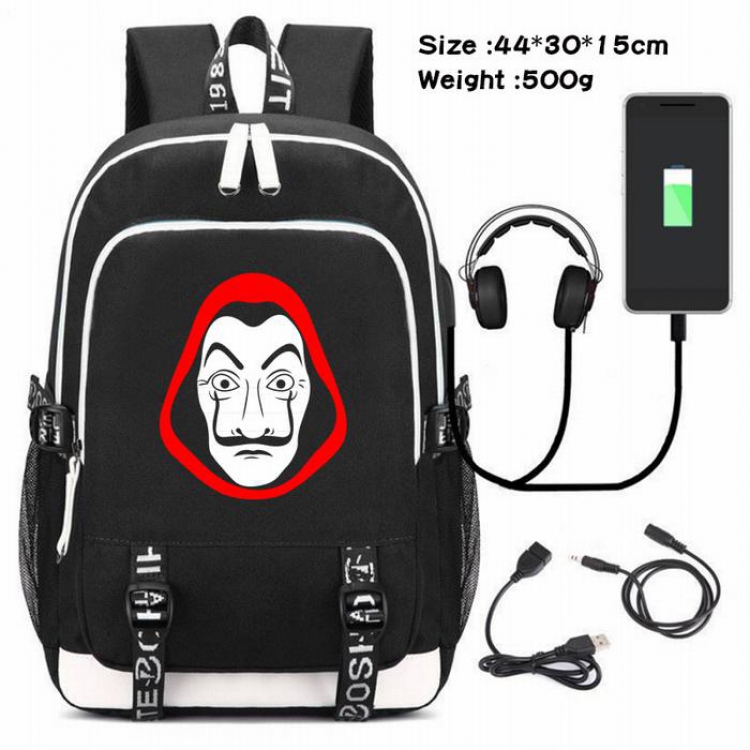La casa de papel-240 Anime USB Charging Backpack Data Cable Backpack
