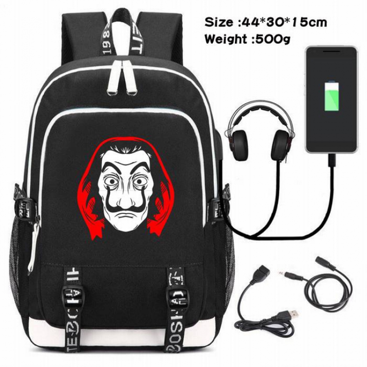 La casa de papel-242 Anime USB Charging Backpack Data Cable Backpack
