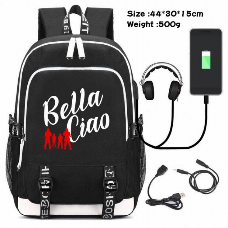 La casa de papel-244 Anime USB Charging Backpack Data Cable Backpack