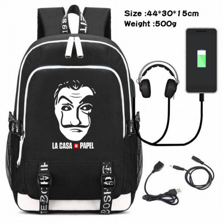 La casa de papel-246 Anime USB Charging Backpack Data Cable Backpack
