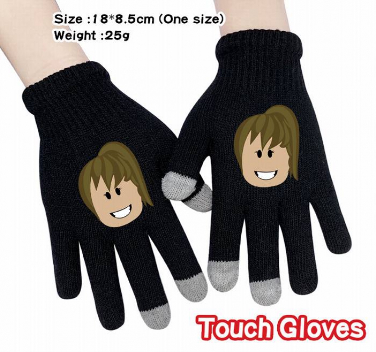 Roblox-4A Black Anime knit full finger touch screen gloves