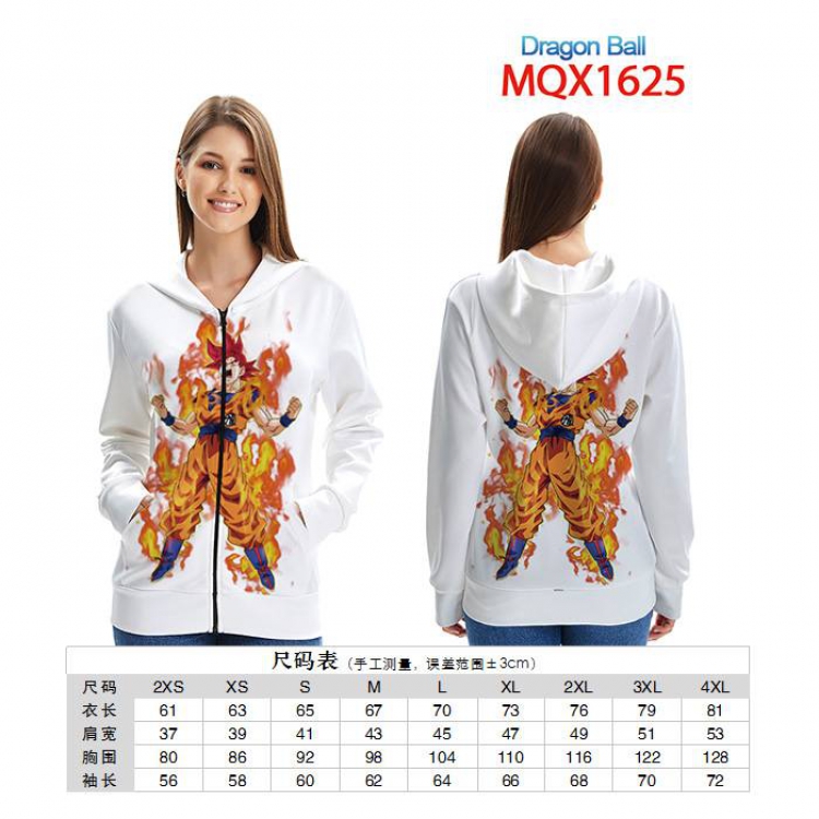 Dragon Ball Full color zipper hooded Patch pocket Coat Hoodie 9 sizes from XXS to 4XL MQX 1625