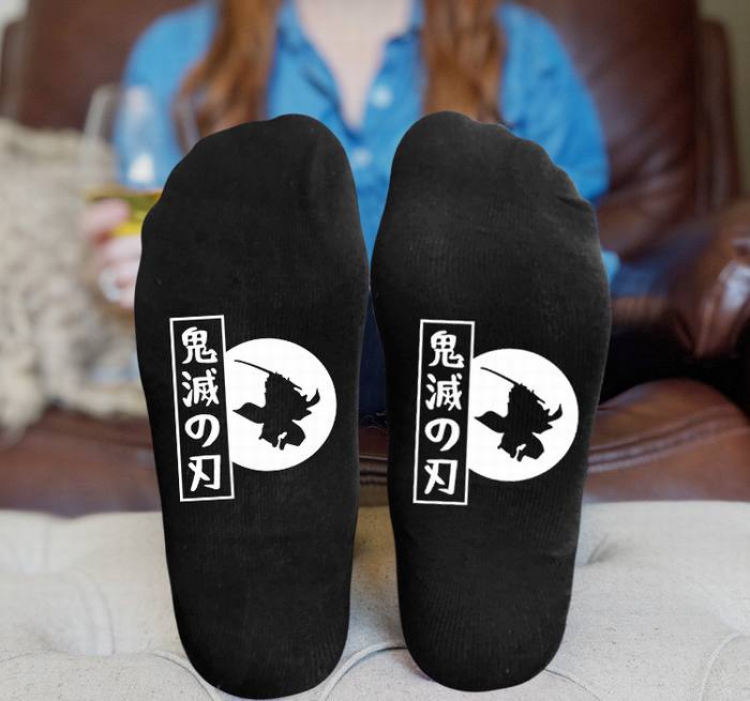 Demon Slayer Kimets-9A Black printed Mid tube socks stockings tube high 15CM 25G