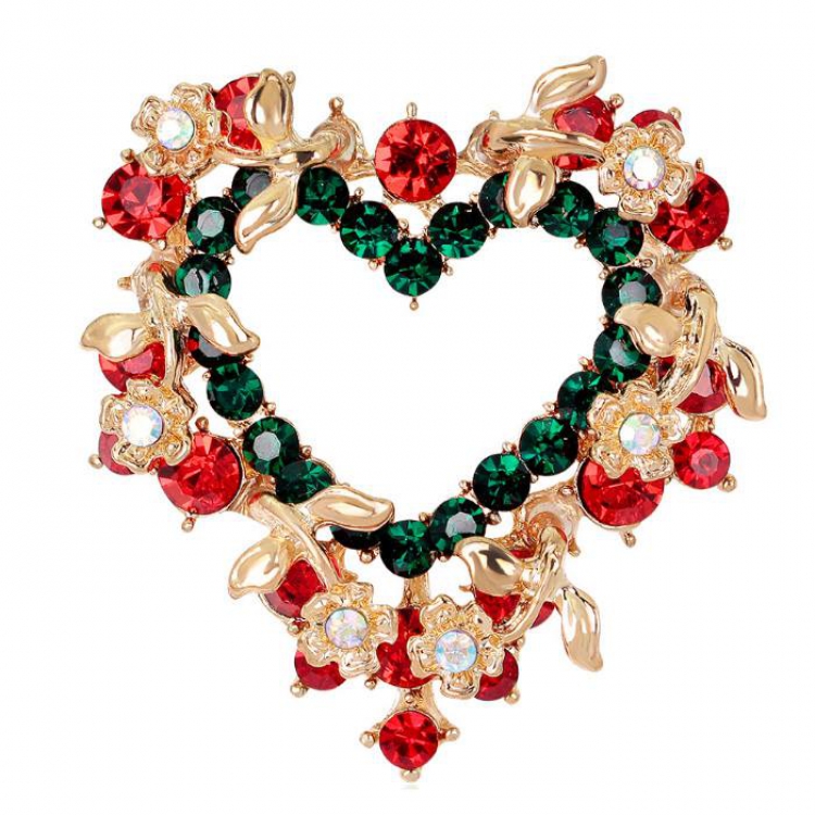 Christmas series Heart shaped garland Badge badge brooch 3.9X4.1CM 15G price for 6 pcs