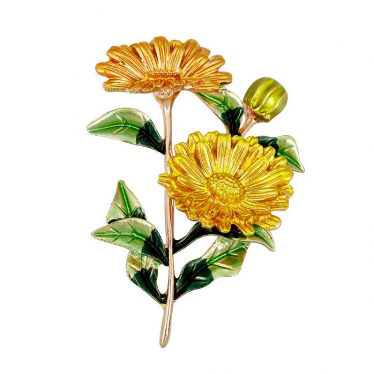 Daisy yellow Badge badge brooch 4X5.4CM 15G price for 5 pcs