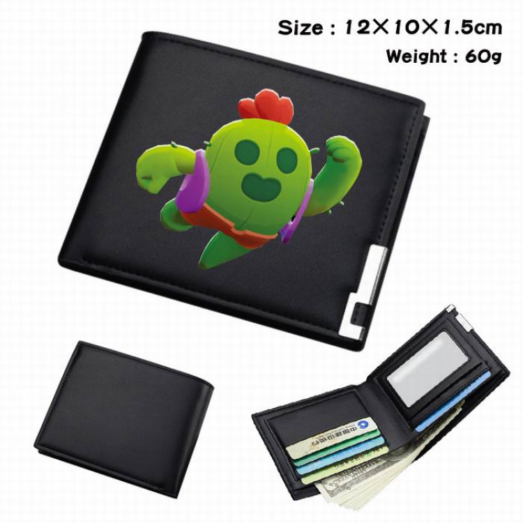 Brawl Stars-195 Black Anime Short Folding Leather Wallet 12X10X1.5CM 60G