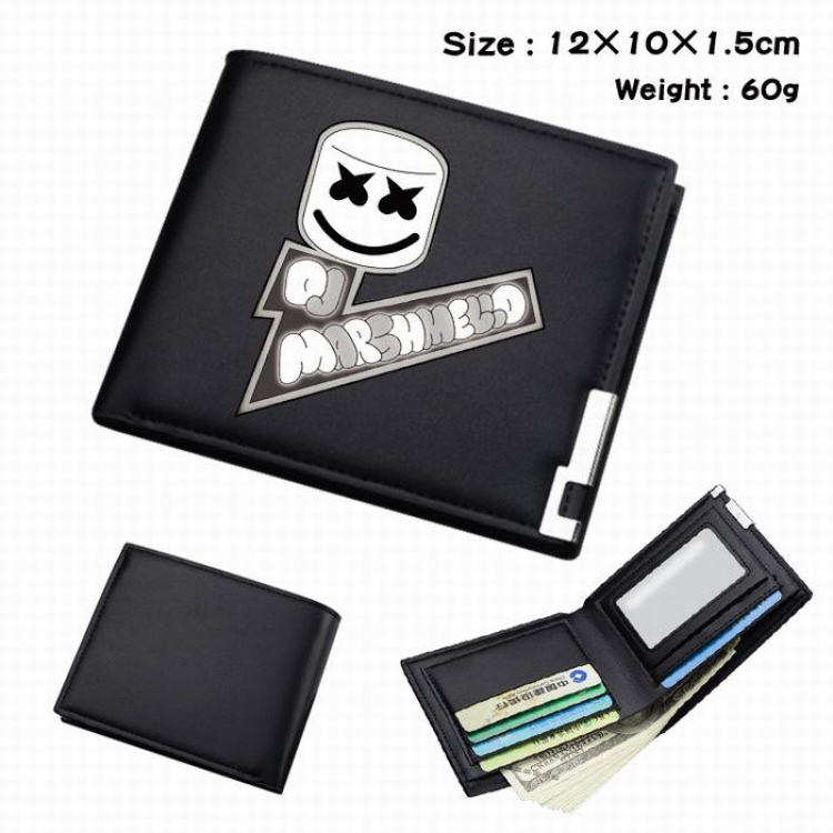 Marshmello-235 Black Anime Short Folding Leather Wallet 12X10X1.5CM 60G