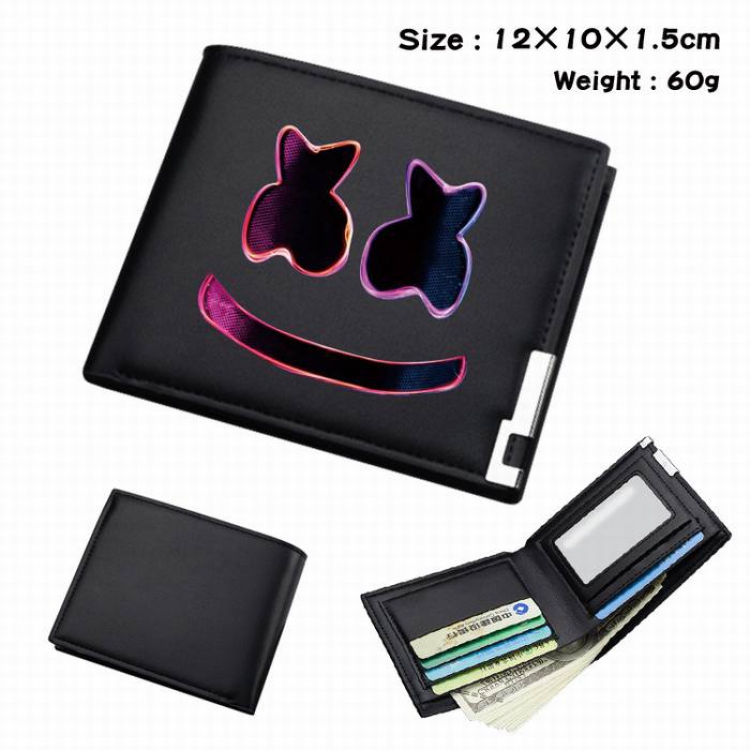 Marshmello-237 Black Anime Short Folding Leather Wallet 12X10X1.5CM 60G
