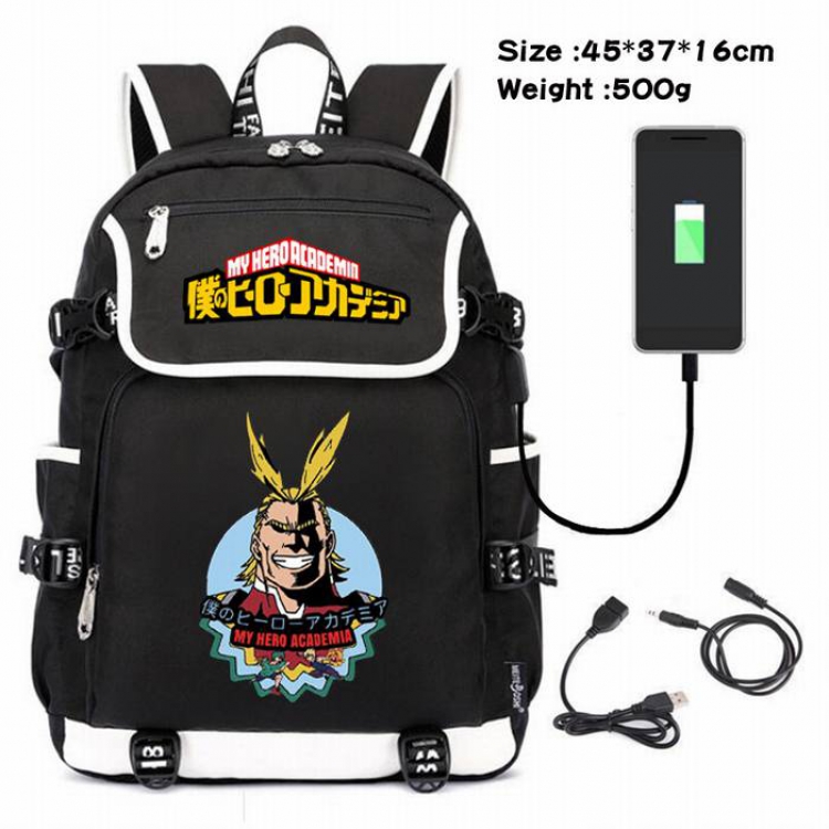 My Hero Academia-191 Anime 600D waterproof canvas backpack USB charging data line backpack