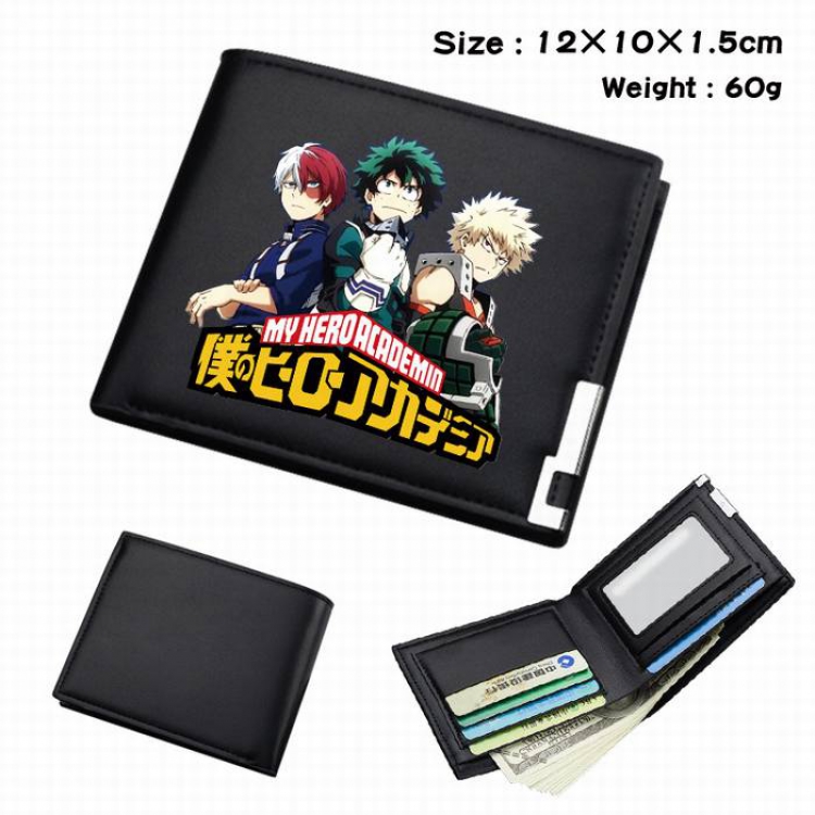 My Hero Academia-247 Black Anime Short Folding Leather Wallet 12X10X1.5CM 60G