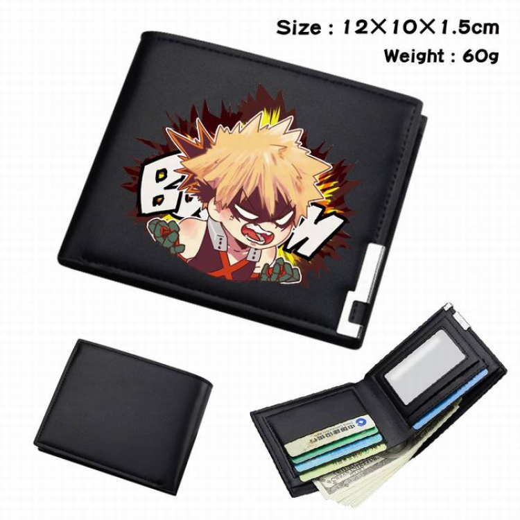 My Hero Academia-245 Black Anime Short Folding Leather Wallet 12X10X1.5CM 60G