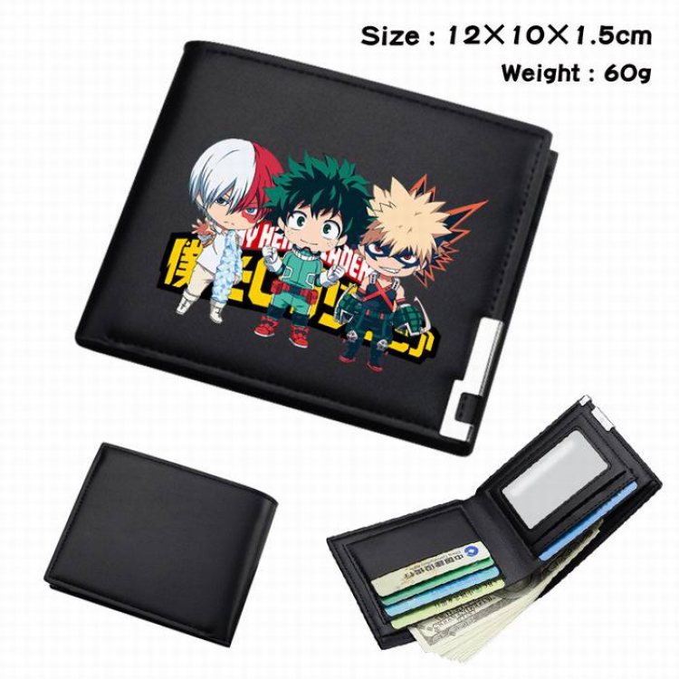 My Hero Academia-252 Black Anime Short Folding Leather Wallet 12X10X1.5CM 60G