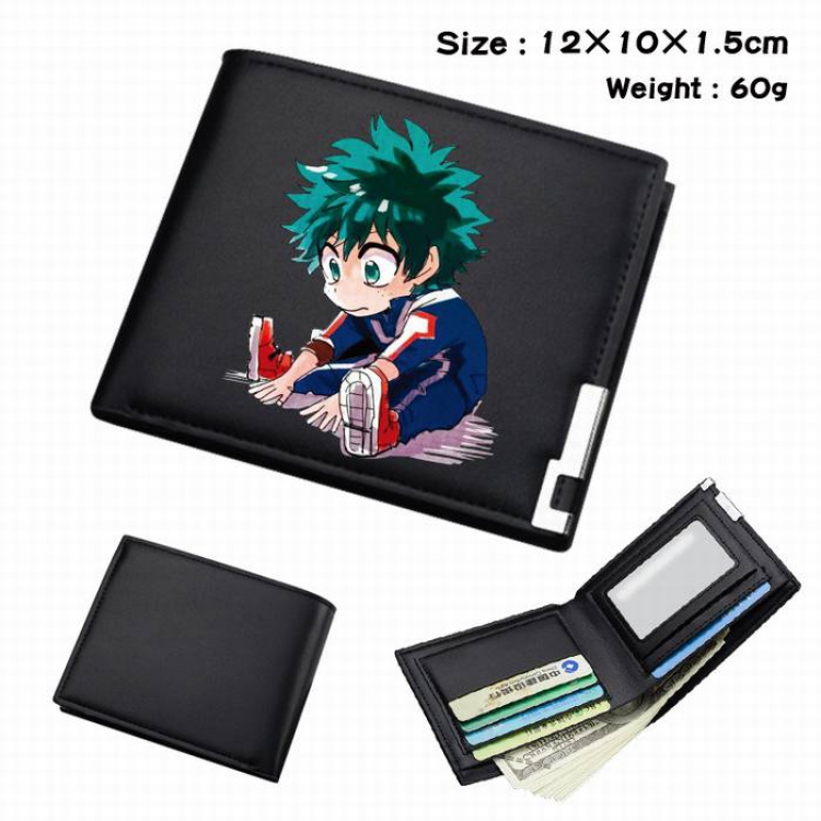 My Hero Academia-260 Black Anime Short Folding Leather Wallet 12X10X1.5CM 60G