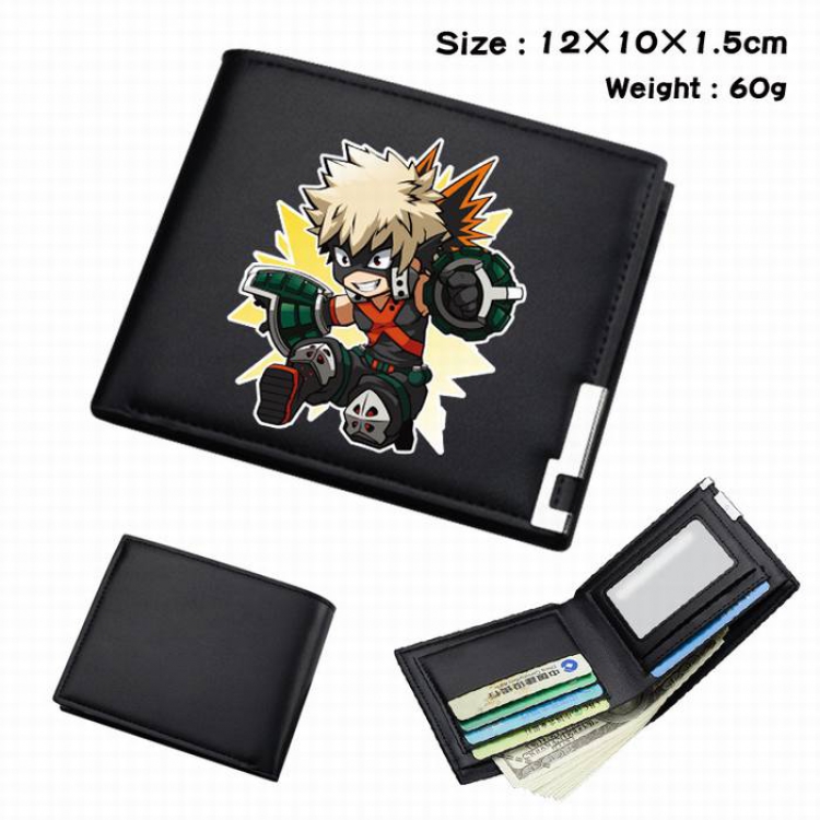My Hero Academia-264 Black Anime Short Folding Leather Wallet 12X10X1.5CM 60G