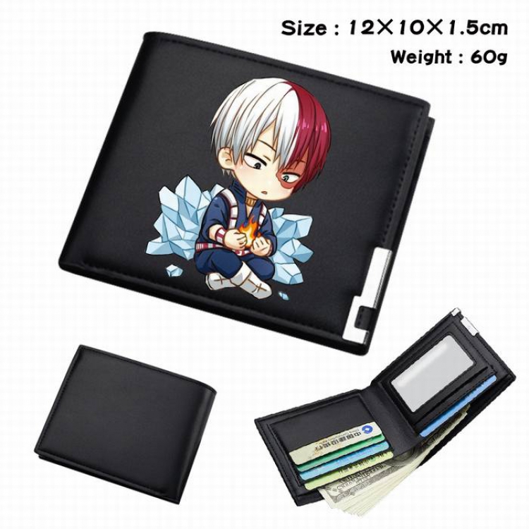 My Hero Academia-262 Black Anime Short Folding Leather Wallet 12X10X1.5CM 60G