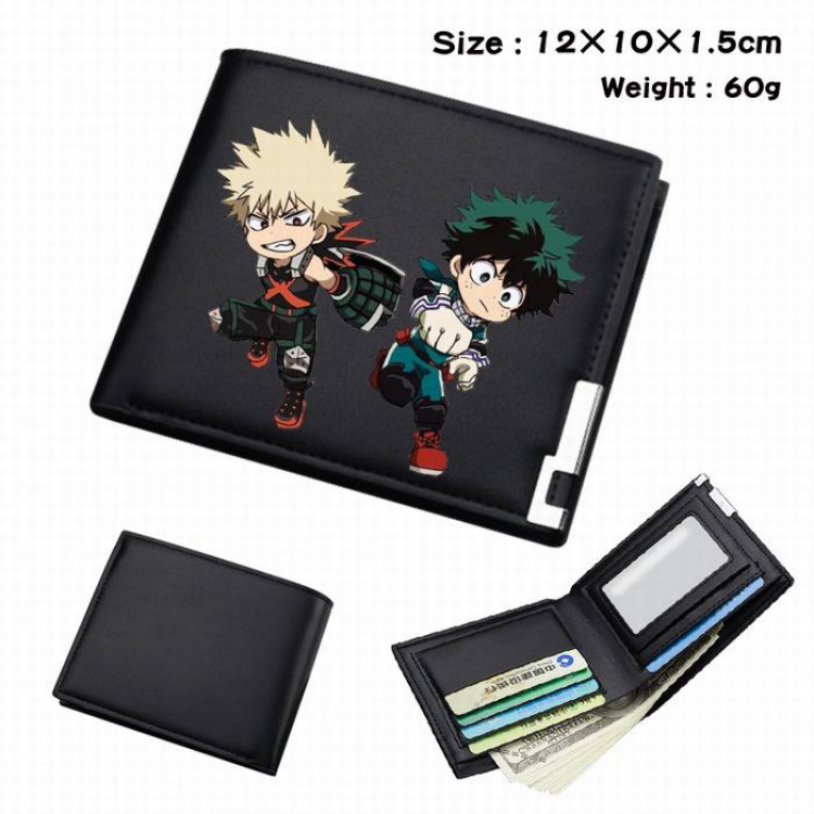 My Hero Academia-266 Black Anime Short Folding Leather Wallet 12X10X1.5CM 60G