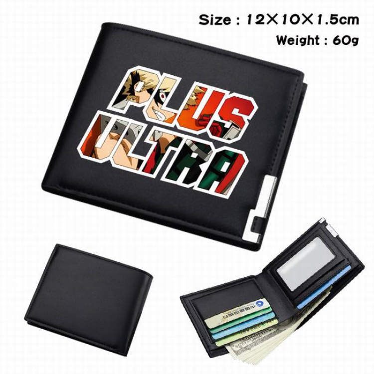 My Hero Academia-270 Black Anime Short Folding Leather Wallet 12X10X1.5CM 60G