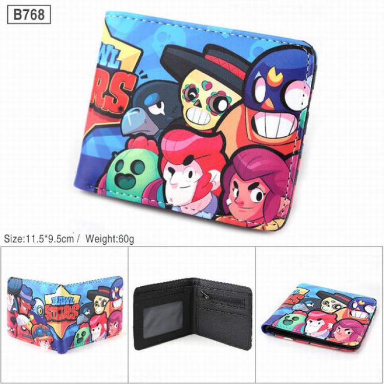 Brawl Stars-B768 Full color PU twill two fold short wallet  11.5X9.5CM 60G