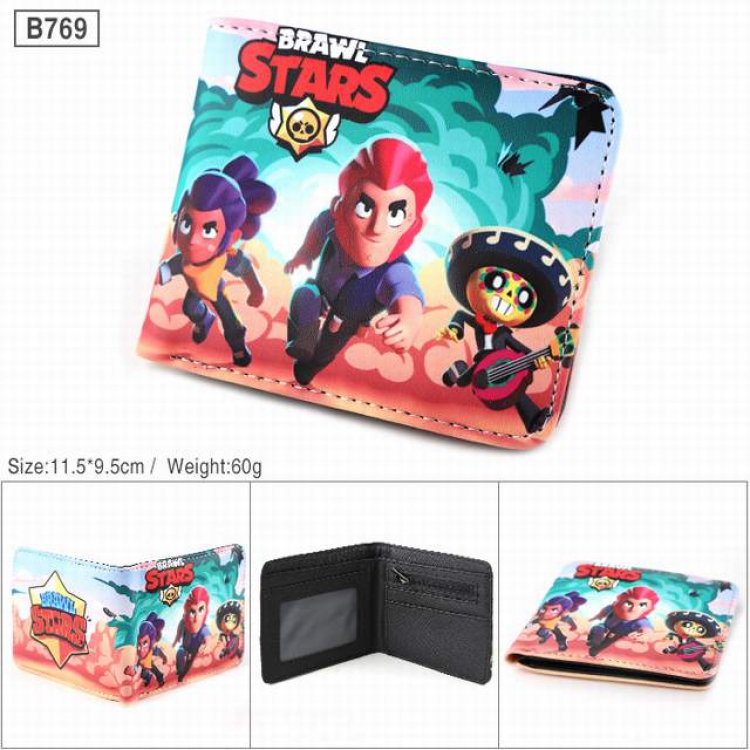 Brawl Stars-B769 Full color PU twill two fold short wallet  11.5X9.5CM 60G