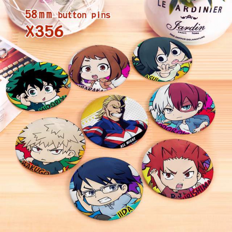 My Hero Academia a set of 8 models Tinplate coated badge 6CM X356