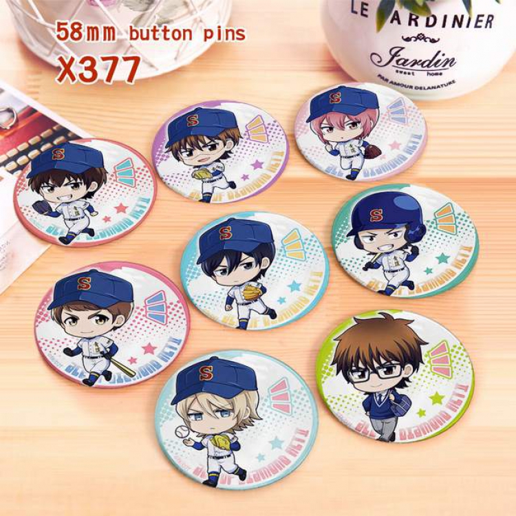 Ace of Diamond a set of 8 models Tinplate coated badge 6CM X377