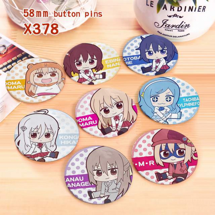 Himono!Umarucha a set of 8 models Tinplate coated badge 6CM X378