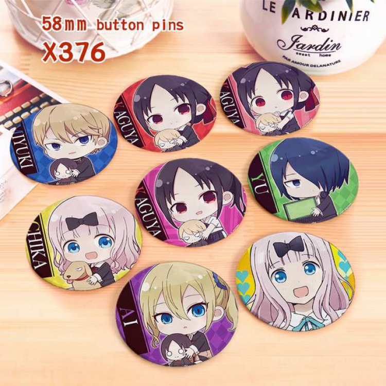 Kaguya-sama wa kokurasetai a set of 8 models Tinplate coated badge 6CM X376