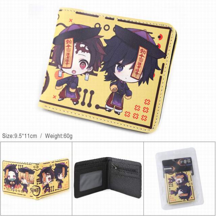 Demon Slayer Kimets PU full color silk screen two fold short card bag wallet purse 9.5X11CM 60G