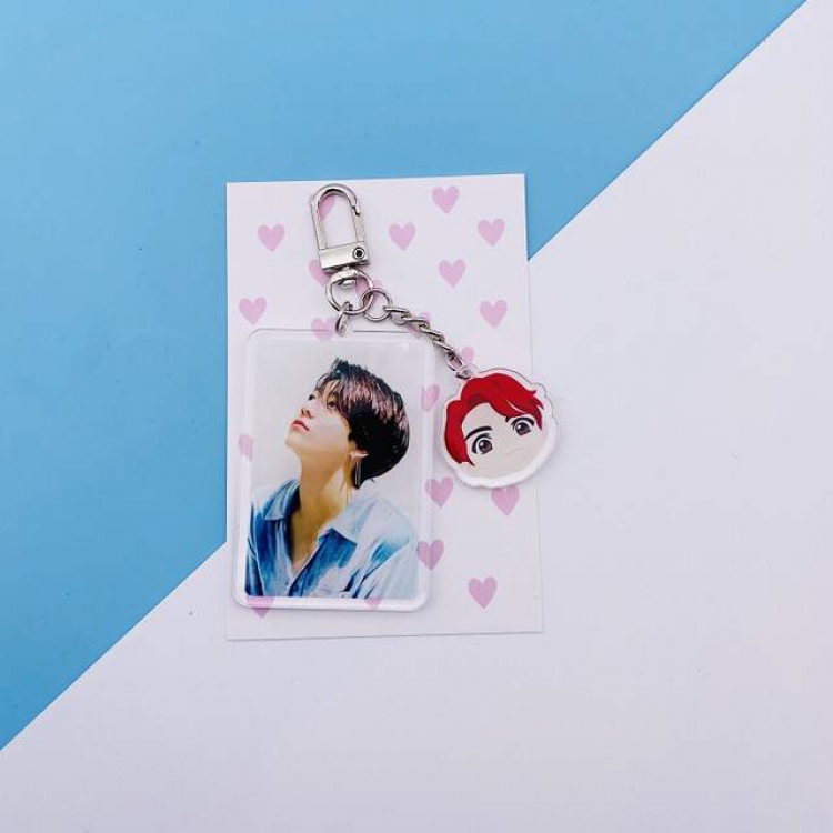 BTS JK Cartoon character keychain pendant 7.5X11CM 18G a set price for 5 pcs
