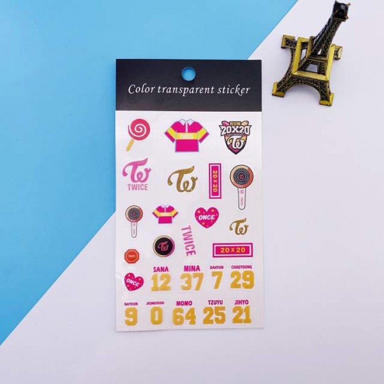 TWICE Cartoon hand account stickers transparent stickers 10X18CM 12G a set price for 10 pcs
